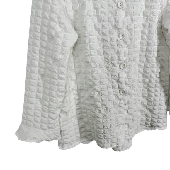 Shana Sz Medium White Wearable Art to Wear Long Sleeve Blouse Shirt Top Unique - Picture 4 of 9